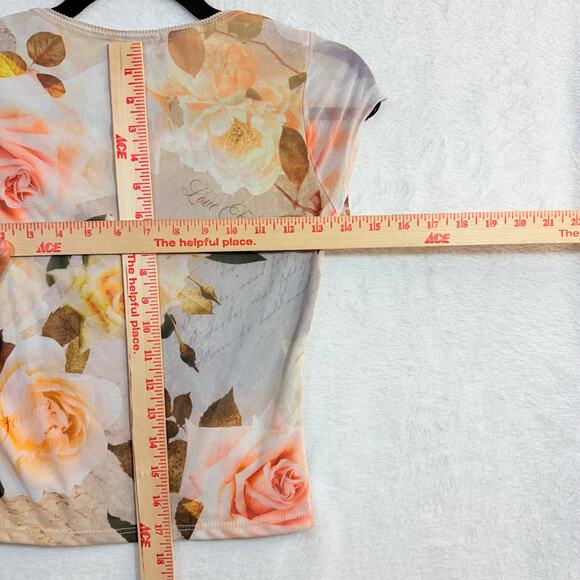 Y2K Rebellious Dreamer XS Babydoll Crop Top V-Neck Floral Girly Coquette Cottage - Picture 6 of 8